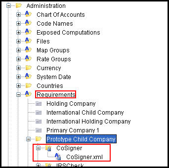 Requirement Definition in Admin Explorer