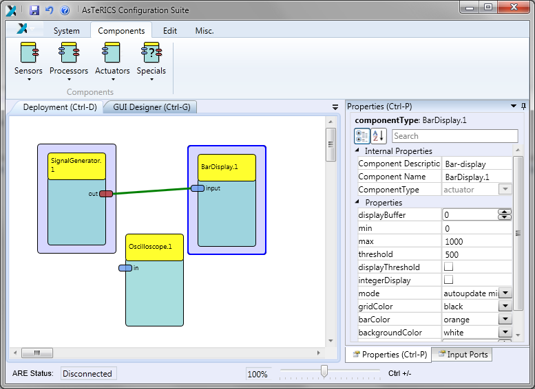 Screenshot: Selection of components