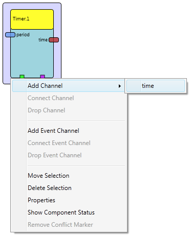 Screenshot: Component with opend context menu