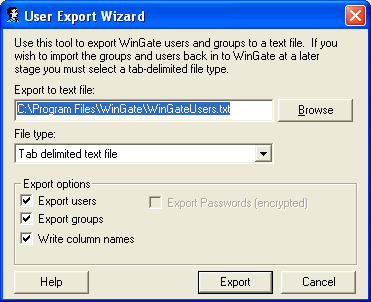 User Export Wizard