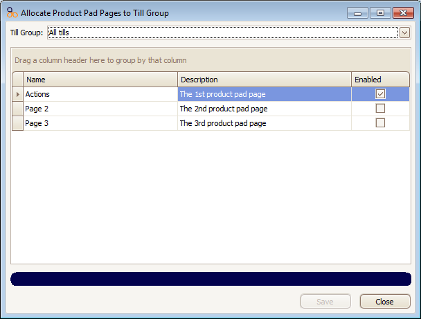 Allocate Product Pad Pages to Till Group