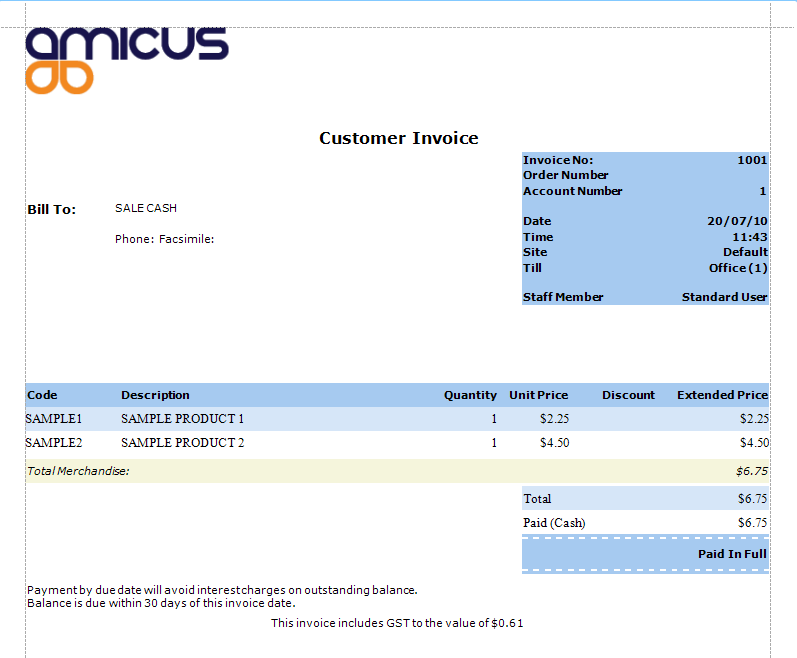 Customer Invoice Report