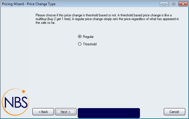 Pricing Wizard Price Change Type