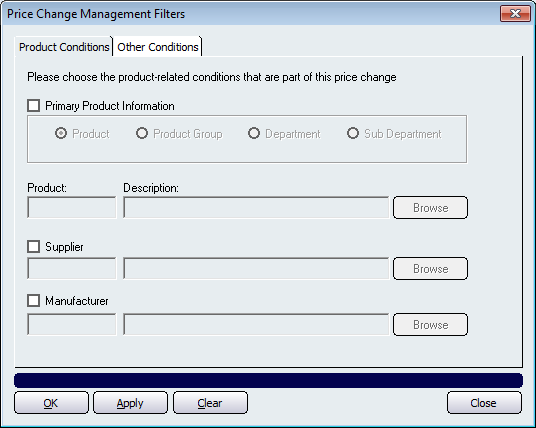 Product Conditions Dialogue