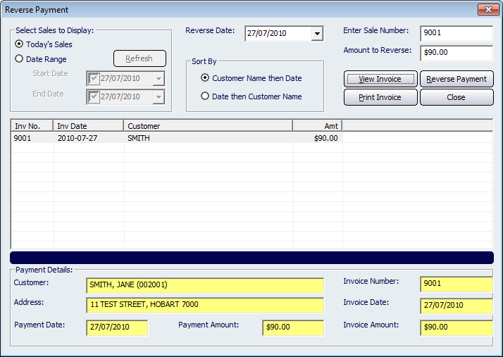 Reverse Payment Screen