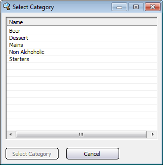 Select Category Screen