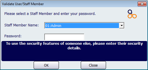 Validate User or Staff Member Dialogue