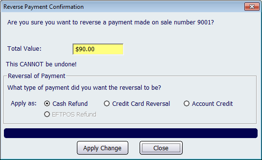 Reverse Payment Confirmation screen