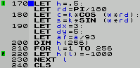 BASIC code marked with two source markers