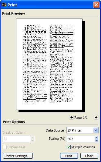 The Print Preview window