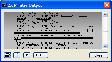 The ZX Printer window
