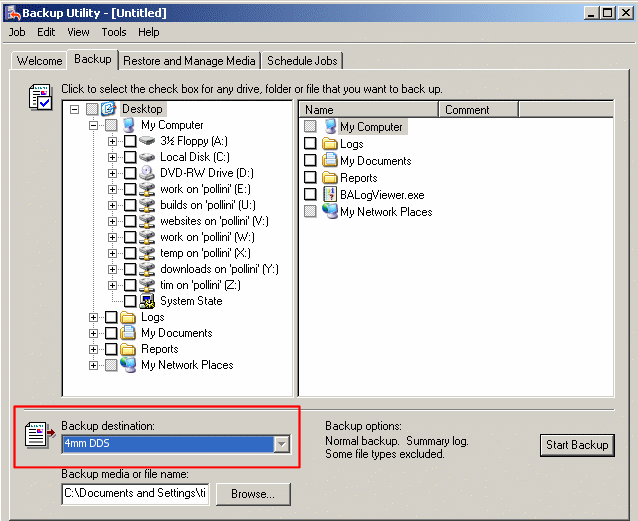 Windows Backup Tape Drive