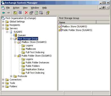 Dismounted stores in Exchange Server Manager