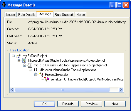 Message tab of the Message Details dialog box