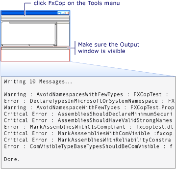 FxCop Cmd Visual Studio Output