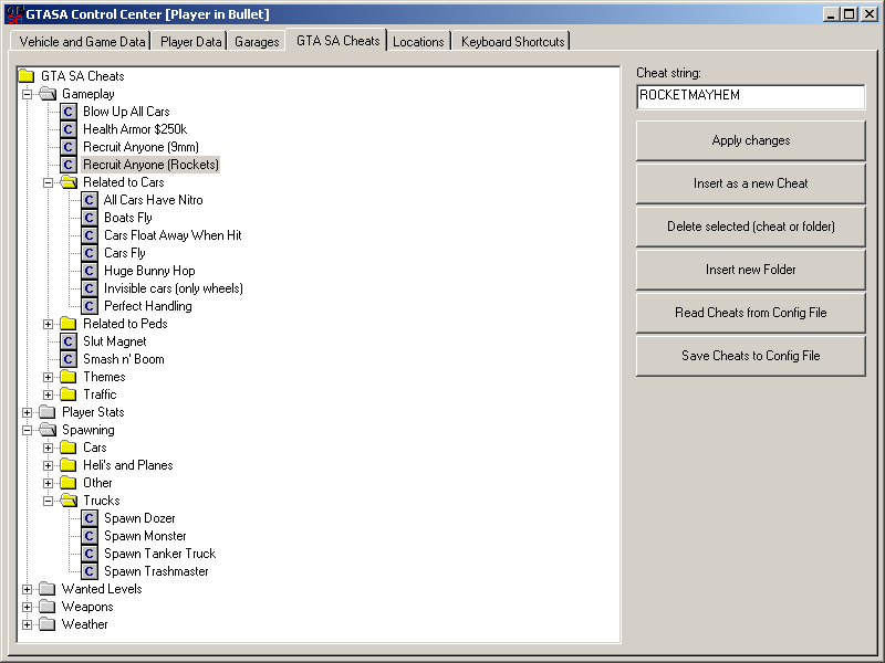 GTA SA Internal Cheats