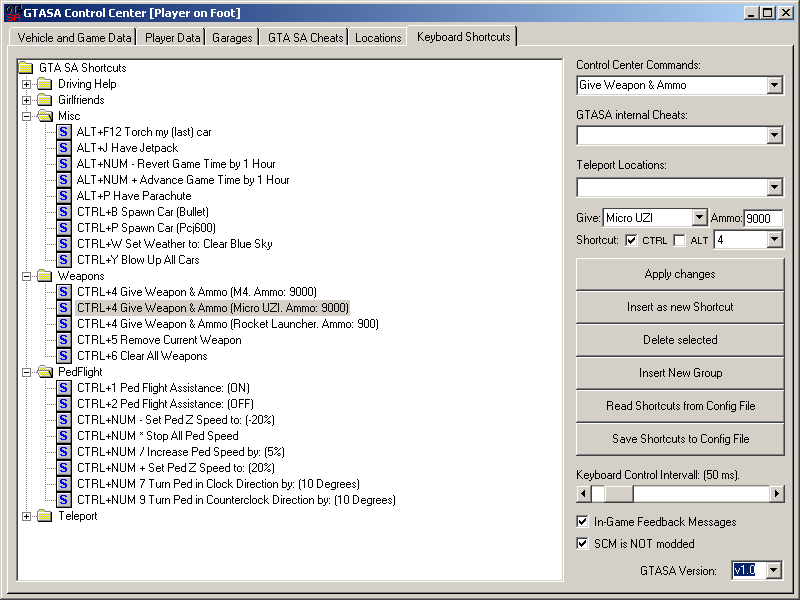 GTA San Andreas PC Cheats - keyboard Codes 