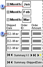 Data access page that groups records by month, in Page view