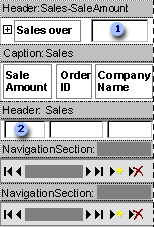 Data access page that groups records on intervals of $100, in Design view