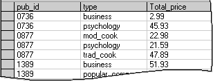 Query result grid