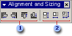 Alignment And Sizing toolbar