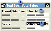 Property sheet for the TotalSales text box