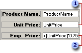 Examples of bound and unbound text boxes
