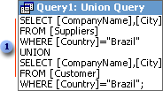 A union query combines data from two or more tables