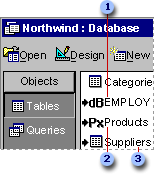 Icons for linked tables in the Database window