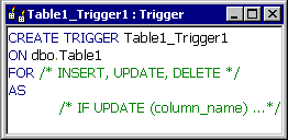 Trigger in the source code editor
