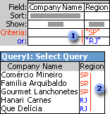 Use the Or operator in one field of the design grid to retrieve certain records