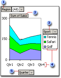 Elements of a PivotChart report