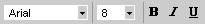 Text formatting buttons on the Formatting toolbar