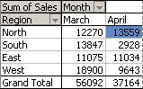 Example of PivotTable report