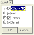 Example of dropdown list for a field