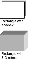 Rectangle with shadow and rectangle with 3-D effect