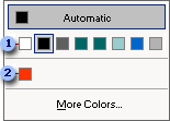 Color menu showing the eight colors of the color scheme plus a new color that was added