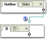 Two states of the Outline and Slides tabs.