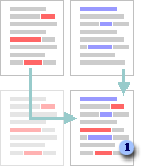 Results of merge are displayed in original document