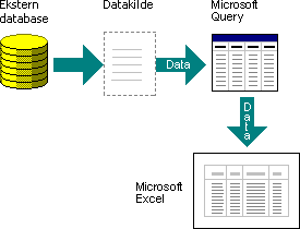 Diagram over hvordan Microsoft Query bruker datakilder