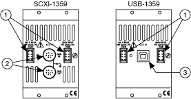 Front Views of 2-Slot SCXI Backplane