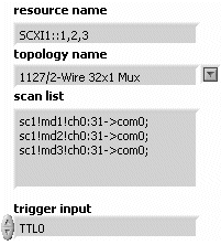 Configuration of Multiple SCXI-1127/1128 for Synchronous Scanning Using the AUX Trigger Cable in NI-SWITCH