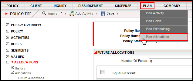 Plan Menu on Main Menu in OIPA