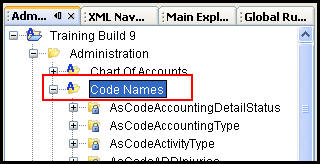 Code Names node in Admin Explorer