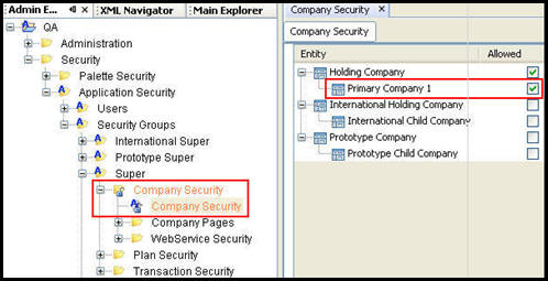 Company Security in Admin Explorer