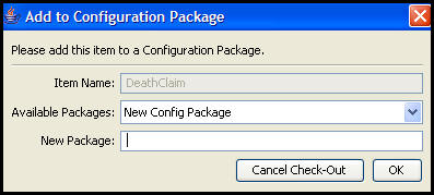 Add to Configuration Package Window