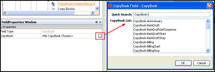 CopyBook Property with Window to Select CopyBook