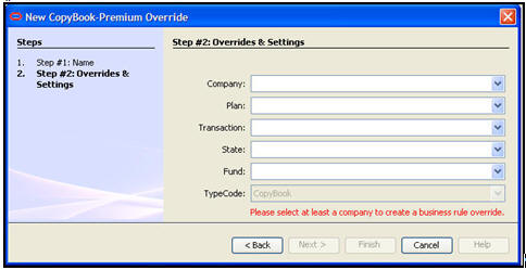 Select override levels for new copybook