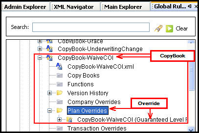 WaiveCOI copybook override in global rules explorer