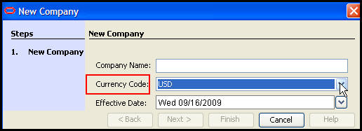 Currency Code in Company Wizard